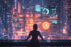 Silhouette of a professional conducting keyword research on an illuminated dashboard to uncover actionable long-tail keywords for SEO.